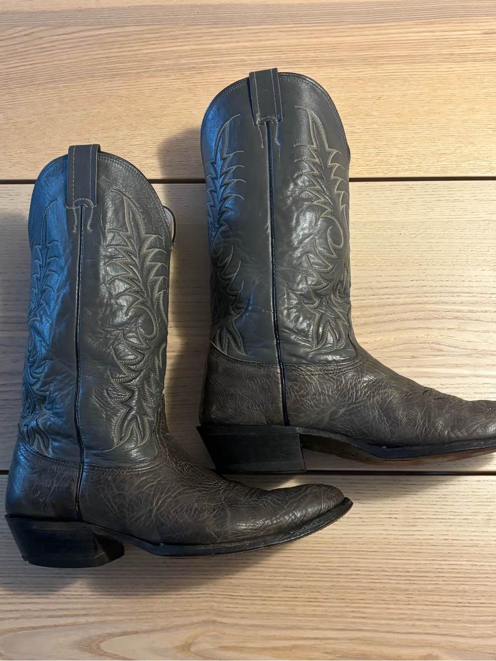 Nocona Gray Embroidered Leather Western Cowgirl Boots 10D